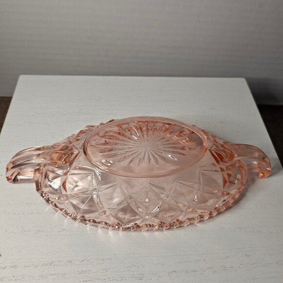 Oval Pink Depression Era Imperial Glass Dish With Handles - Picture 8 of 8